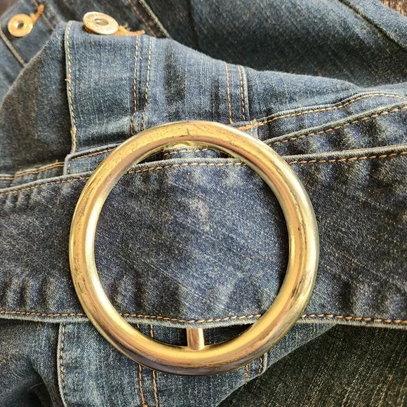 Vintage Y2K Baby Phat Denim Strapless Tube Blue Dress Cat Logo Size 1 Stretchy - Picture 11 of 12